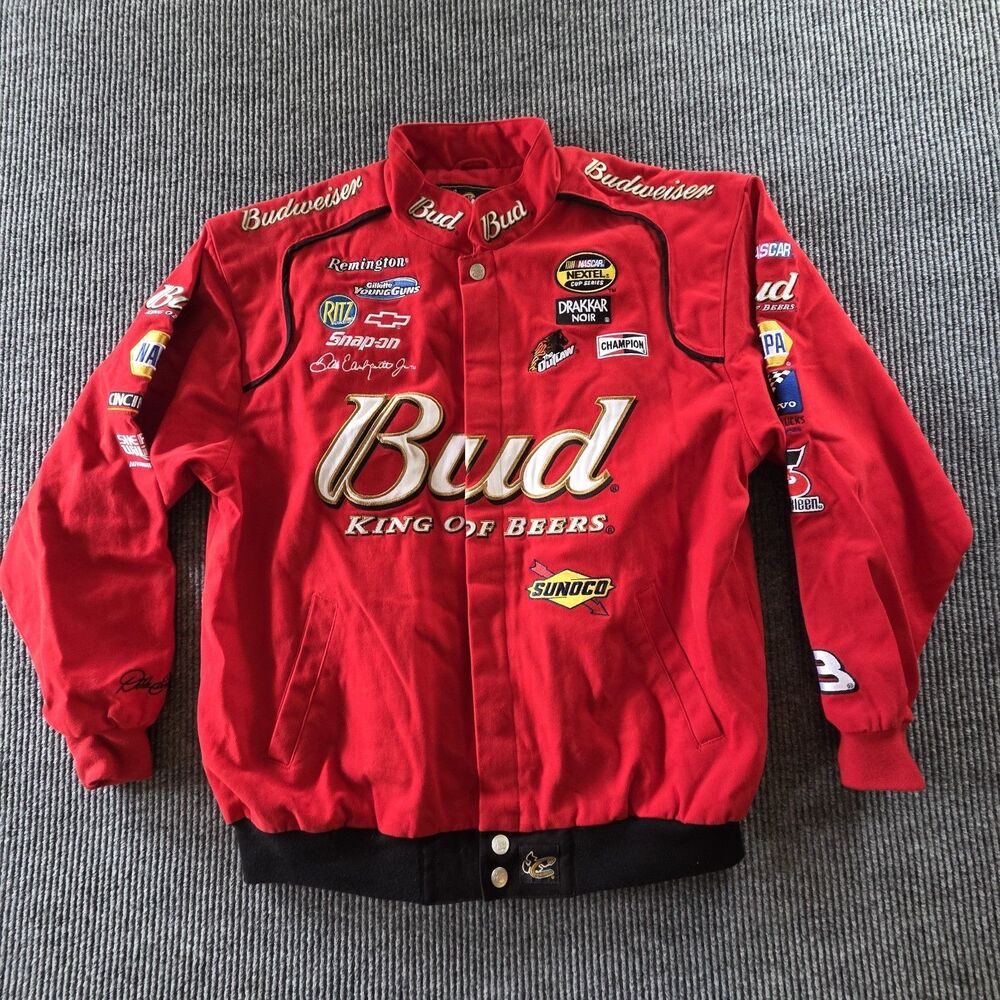 Vintage NASCAR Bud Racing Jacket Chase Authentic Dale Earnhardt Jr King Of Beers